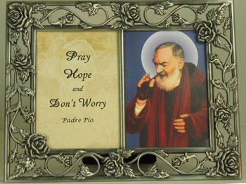 Saint Pio Pewter Frame with Prayer #23DPF-PP3