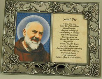 Saint Pio Pewter Frame with Prayer #23DPF-PP4