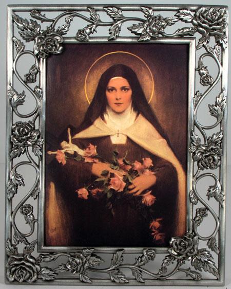 St Therese 5x7 Rose Pewter Frame #57PF-STT