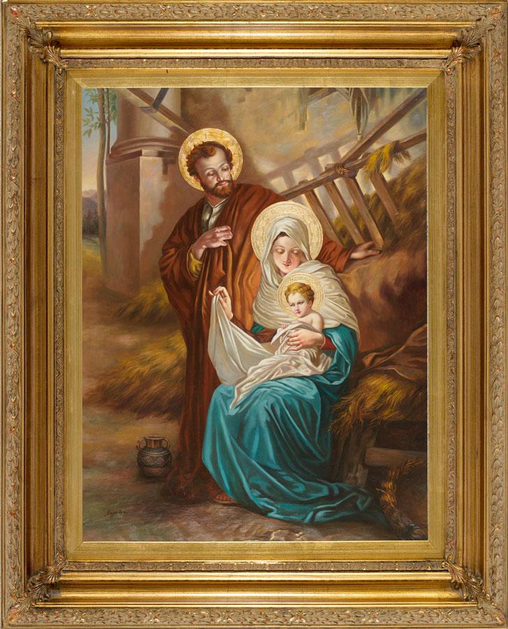 Nativity Oil Canvas Painting #3646-NAT