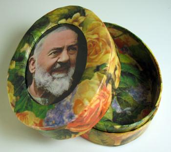 Padre Pio Floral Paper Box #OPBX-PP